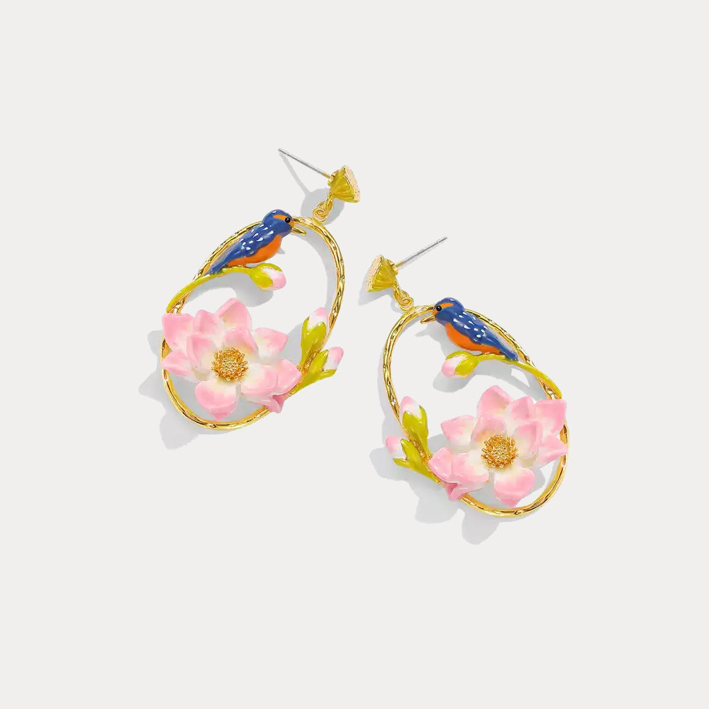Hoop Lotus Kingfisher Earrings