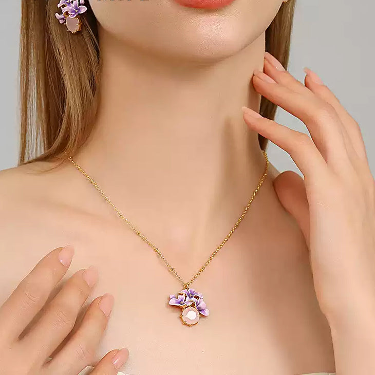 Early Lilac Pink Crystal Necklace