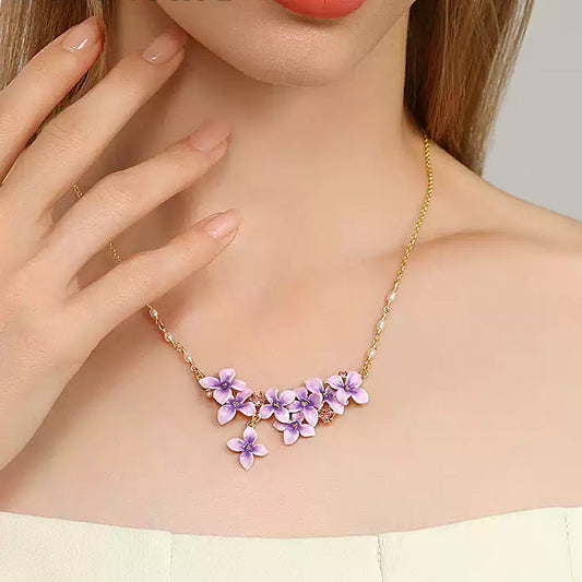 Early Lilac Enamel Necklace