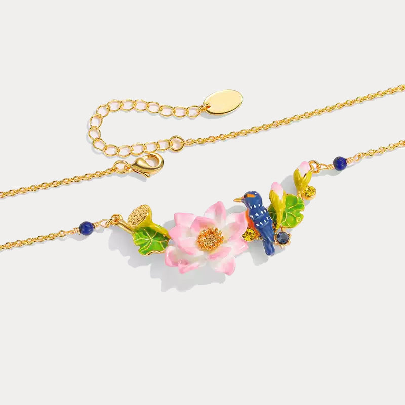 Lotus Kingfisher Necklace