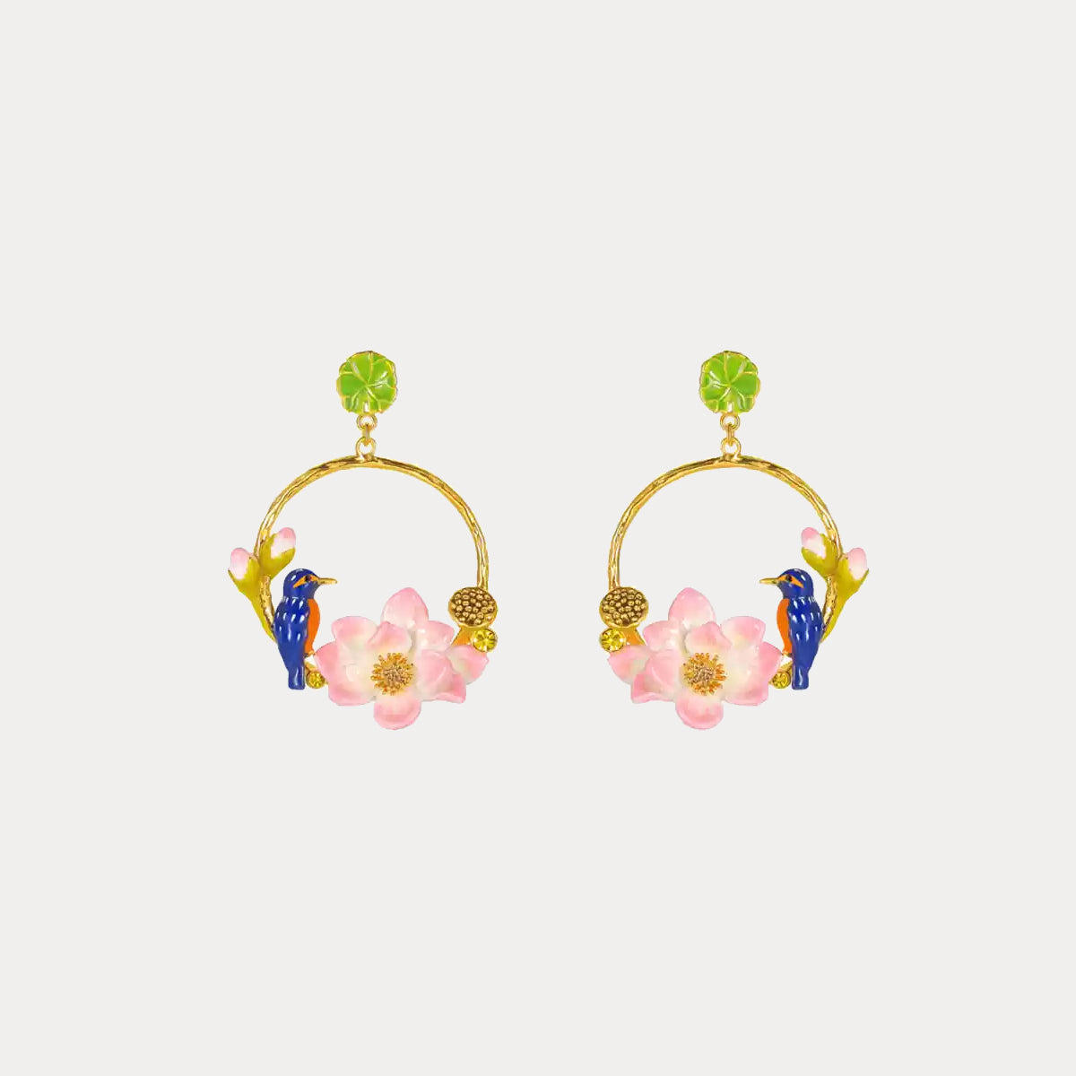 Lotus Kingfisher Earrings