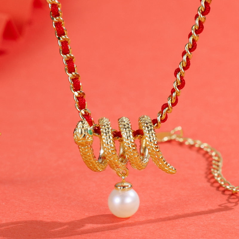 Snake Zodiac Red String Necklace