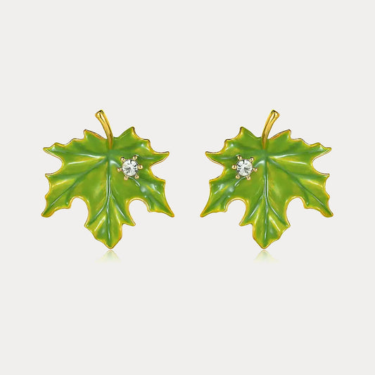 Green Maple Leaf Earrings