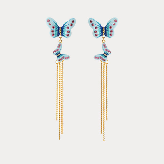 Forest Butterfly Tassel Earrings