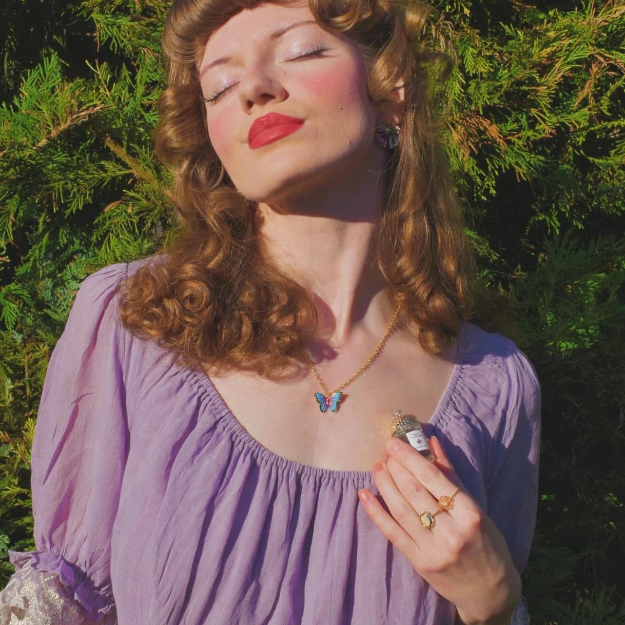 Bluish Violet Butterfly Necklace