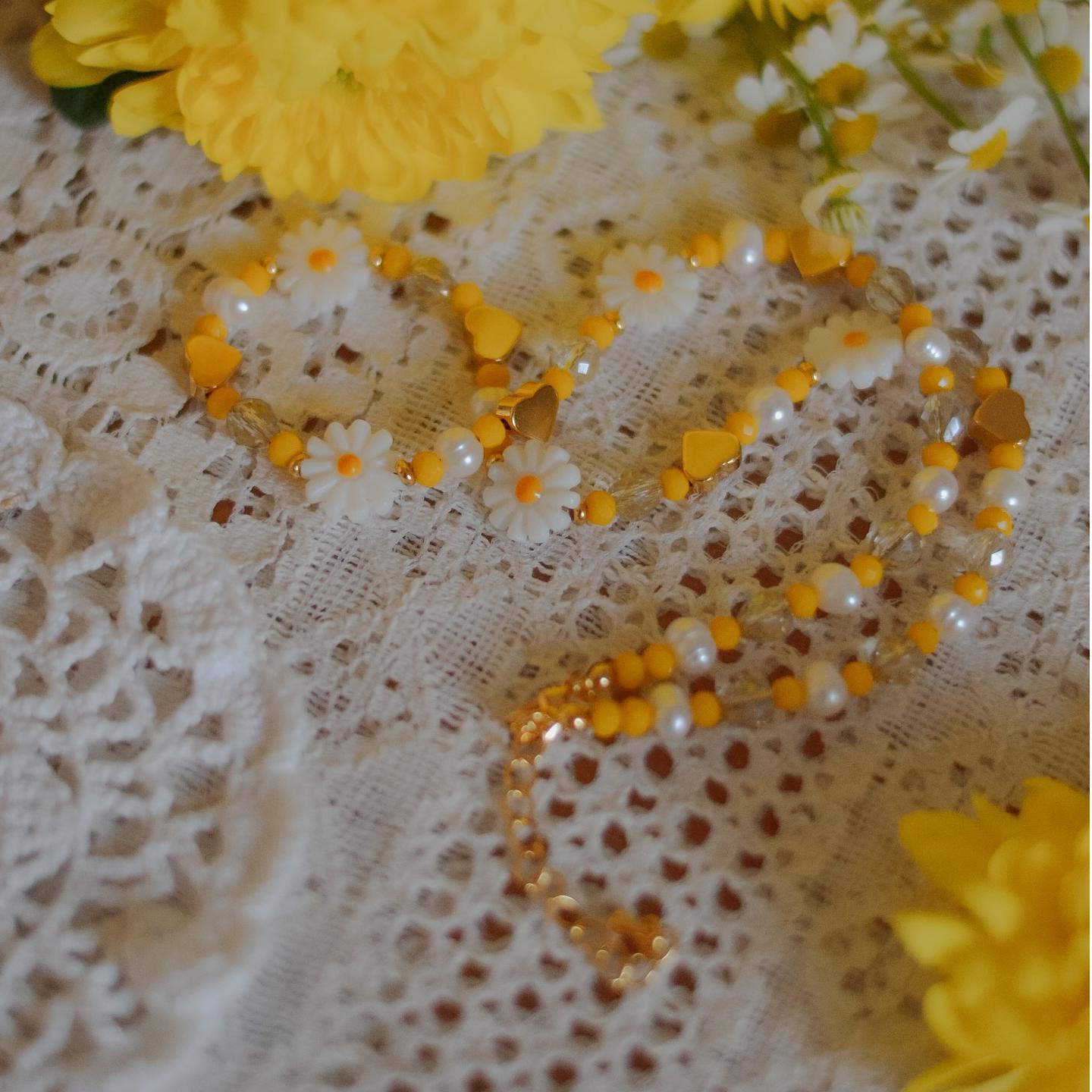 Boho Daisy Flower Beaded Necklace