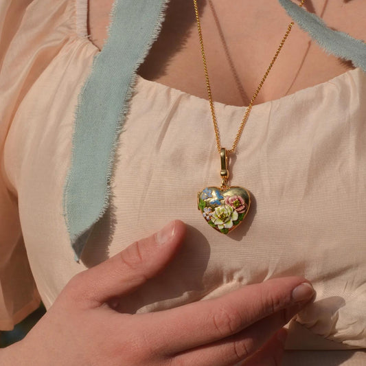 Flower Heart Shaped Locket Necklace