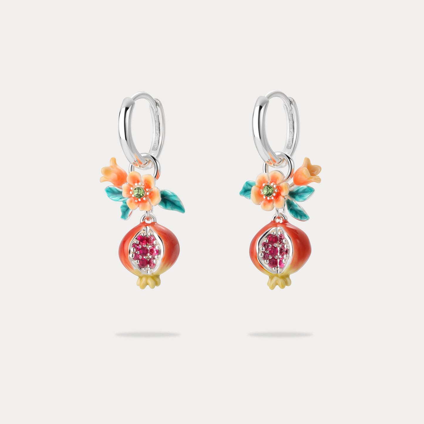 Sliver Pomegranate Flower Earrings
