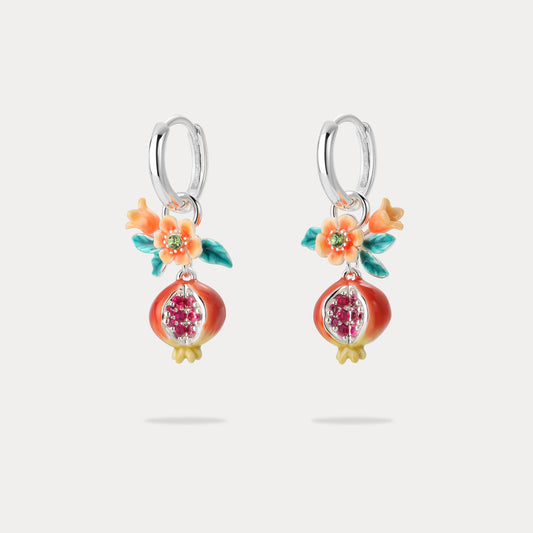 Sliver Pomegranate Flower Earrings