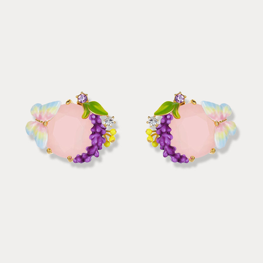 Pink Crystal Lavender Butterfly Earrings