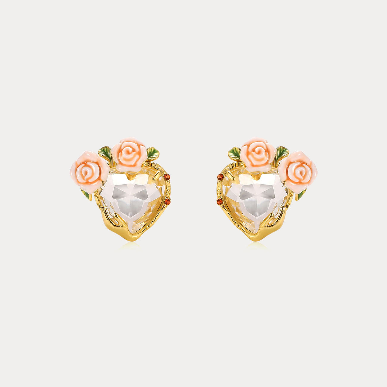 Champagne Rose Heart Earrings