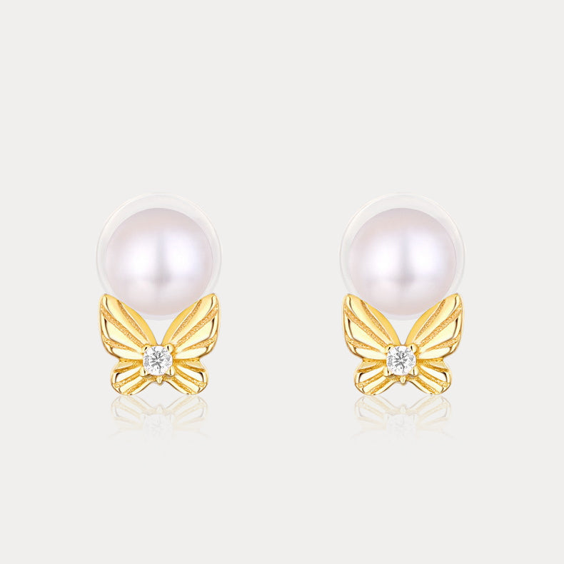 Dream Catching Butterfly Pearl Earrings