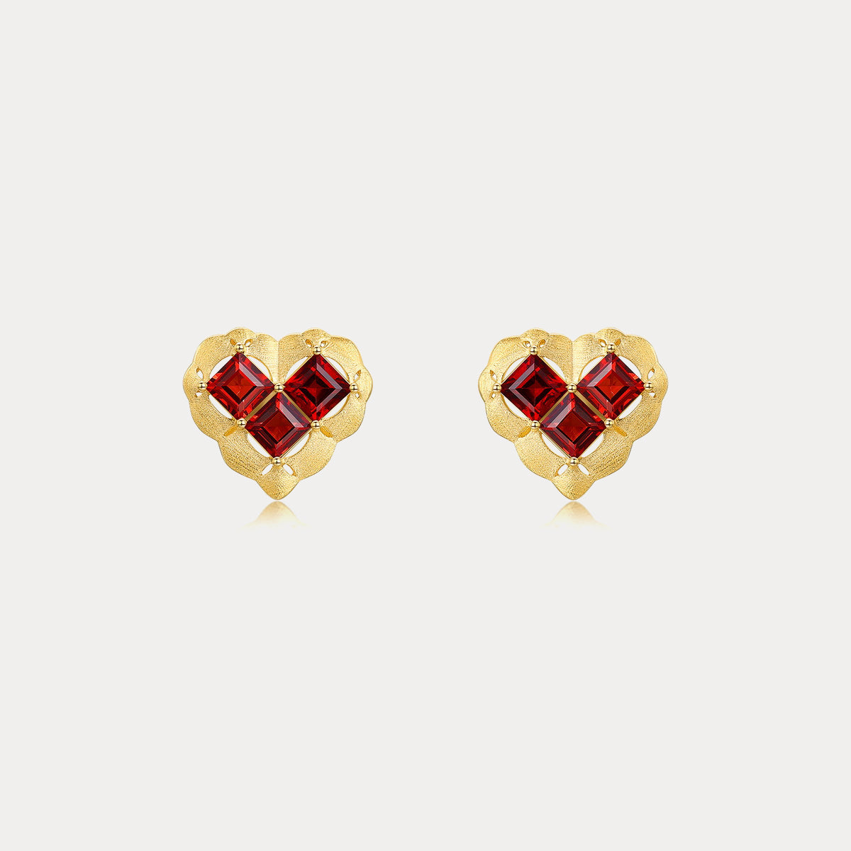 Heart Garnet Earrings