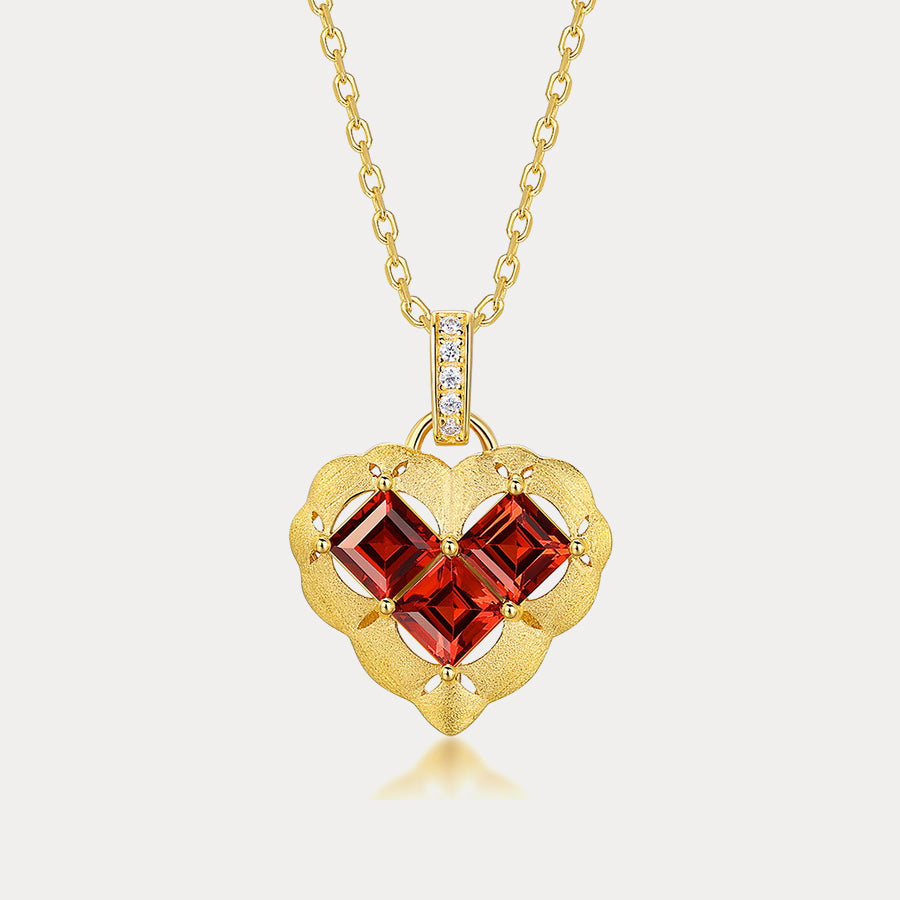 Heart Garnet Necklace