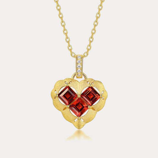 Heart Garnet Necklace