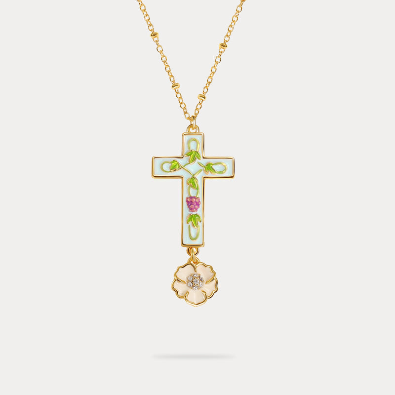 Grape Flower Cross Necklace