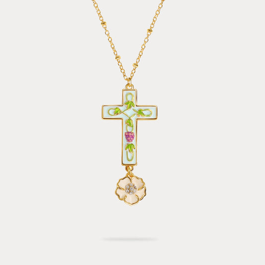 Grape Flower Cross Necklace