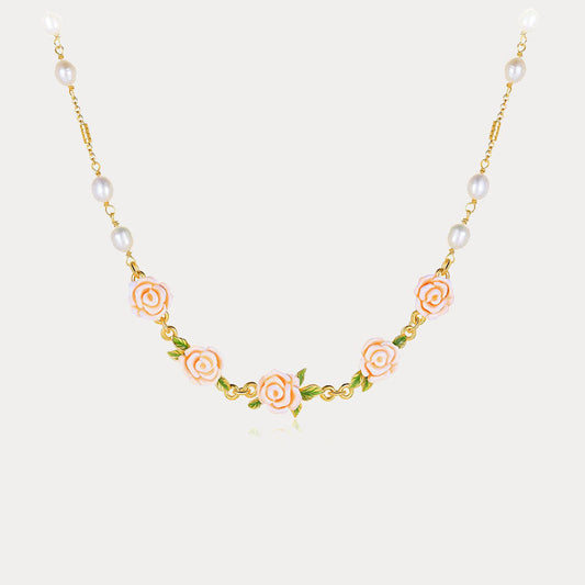 Champagne Rose Pearl Necklace