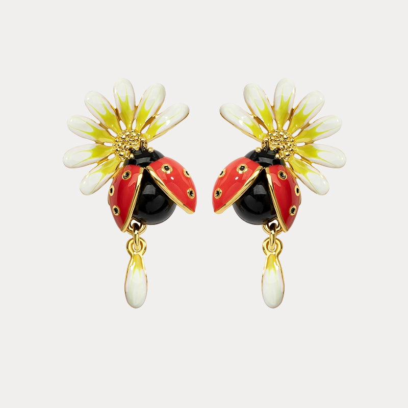 Ladybug Daisy Earrings