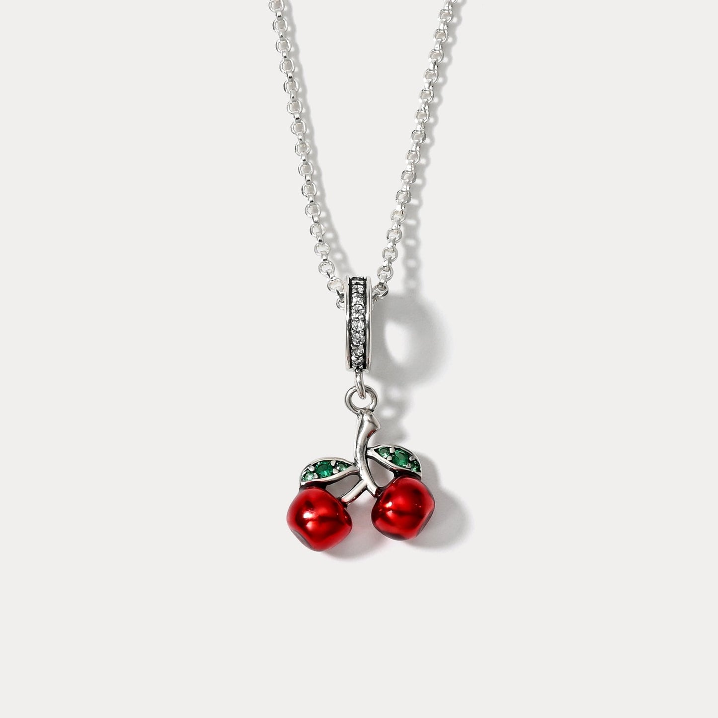 Silver Cherry Pendant Necklace