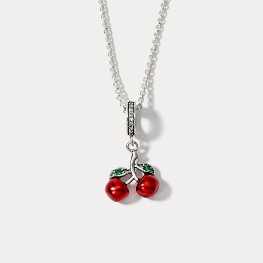 Silver Cherry Pendant Necklace