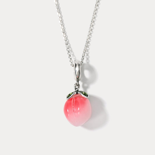 Silver Peach Pendant Necklace