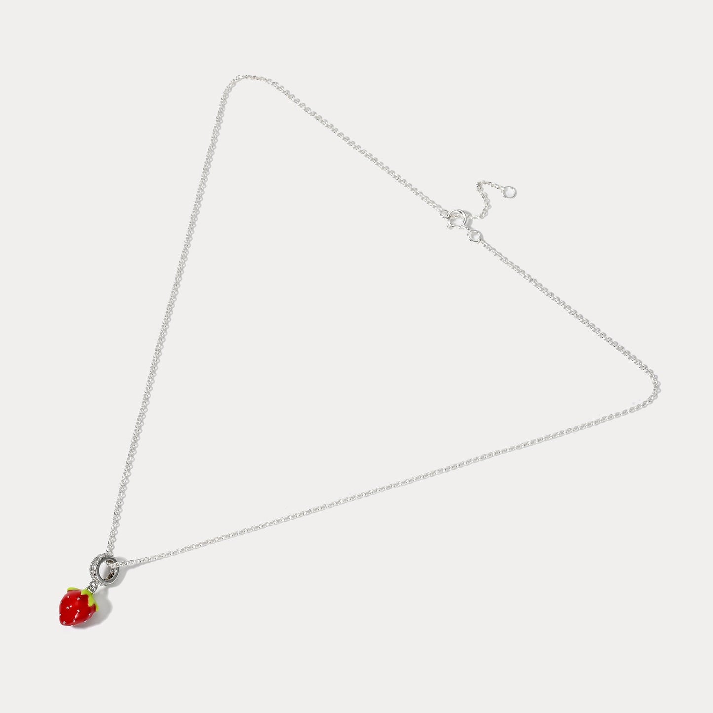 Silver Strawberry Pendant Necklace