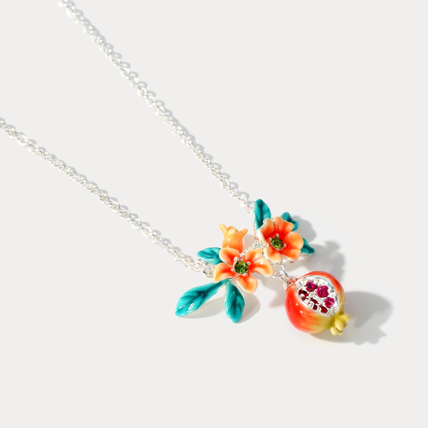Sliver Pomegranate Flower Necklace