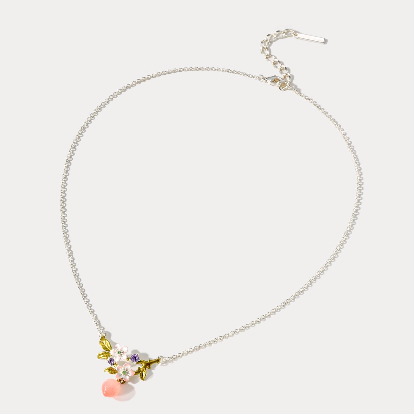 Silver Peach Flower Necklace