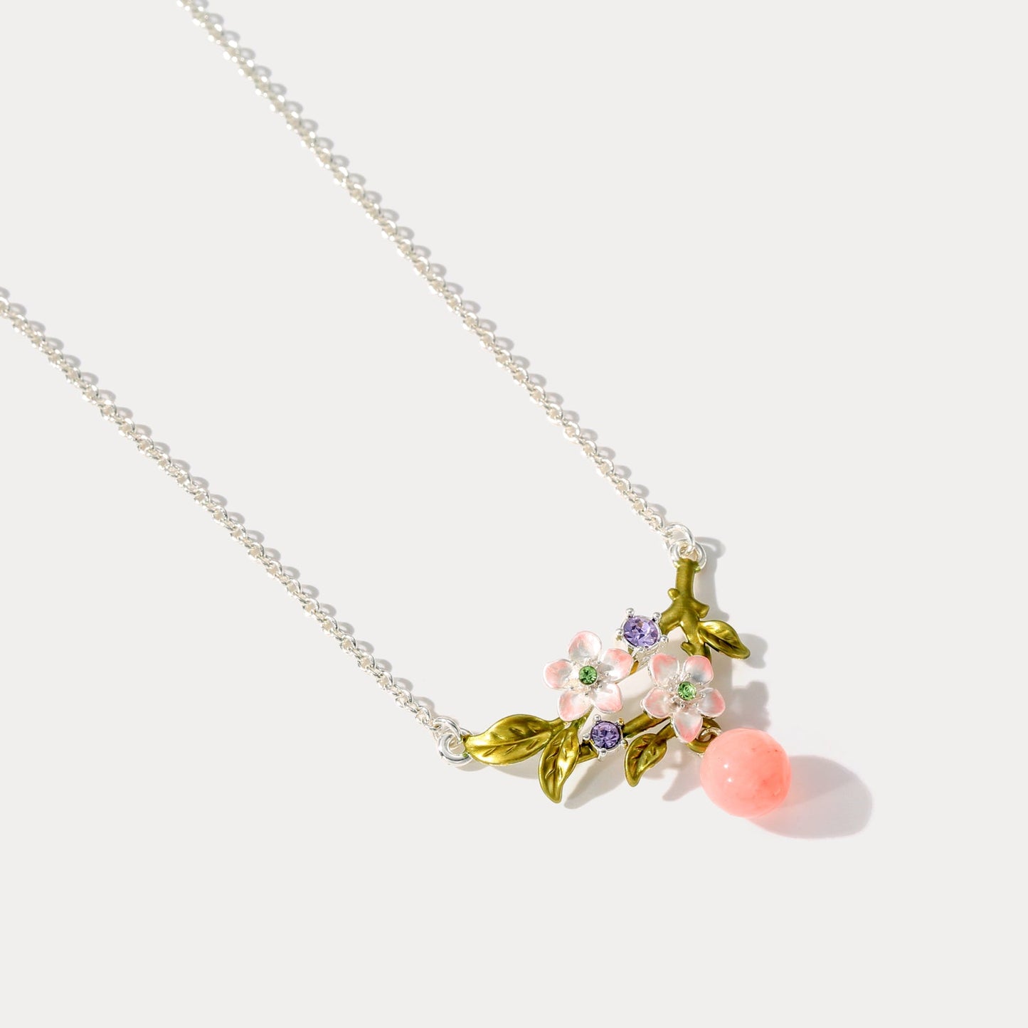 Silver Peach Flower Necklace