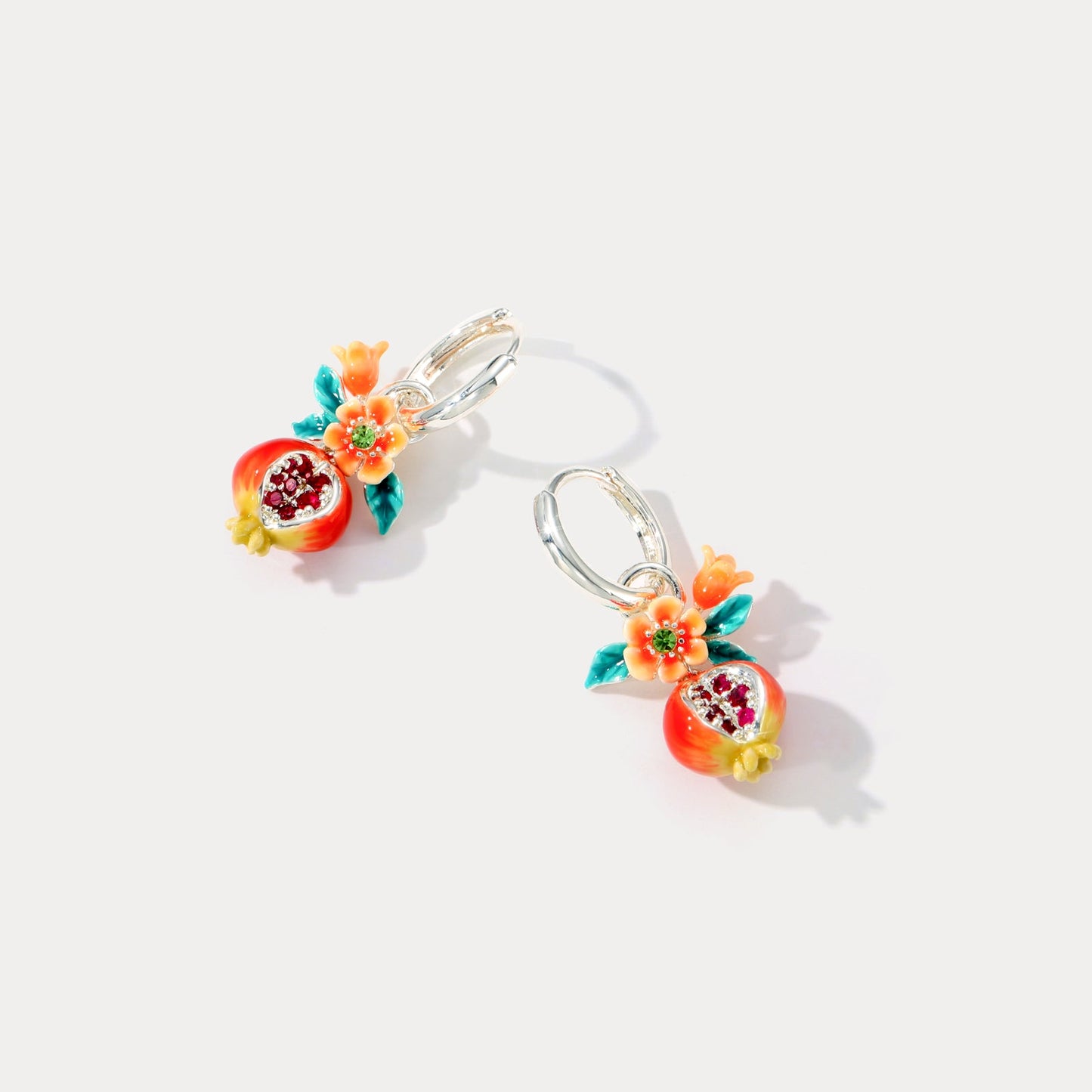 Sliver Pomegranate Flower Earrings