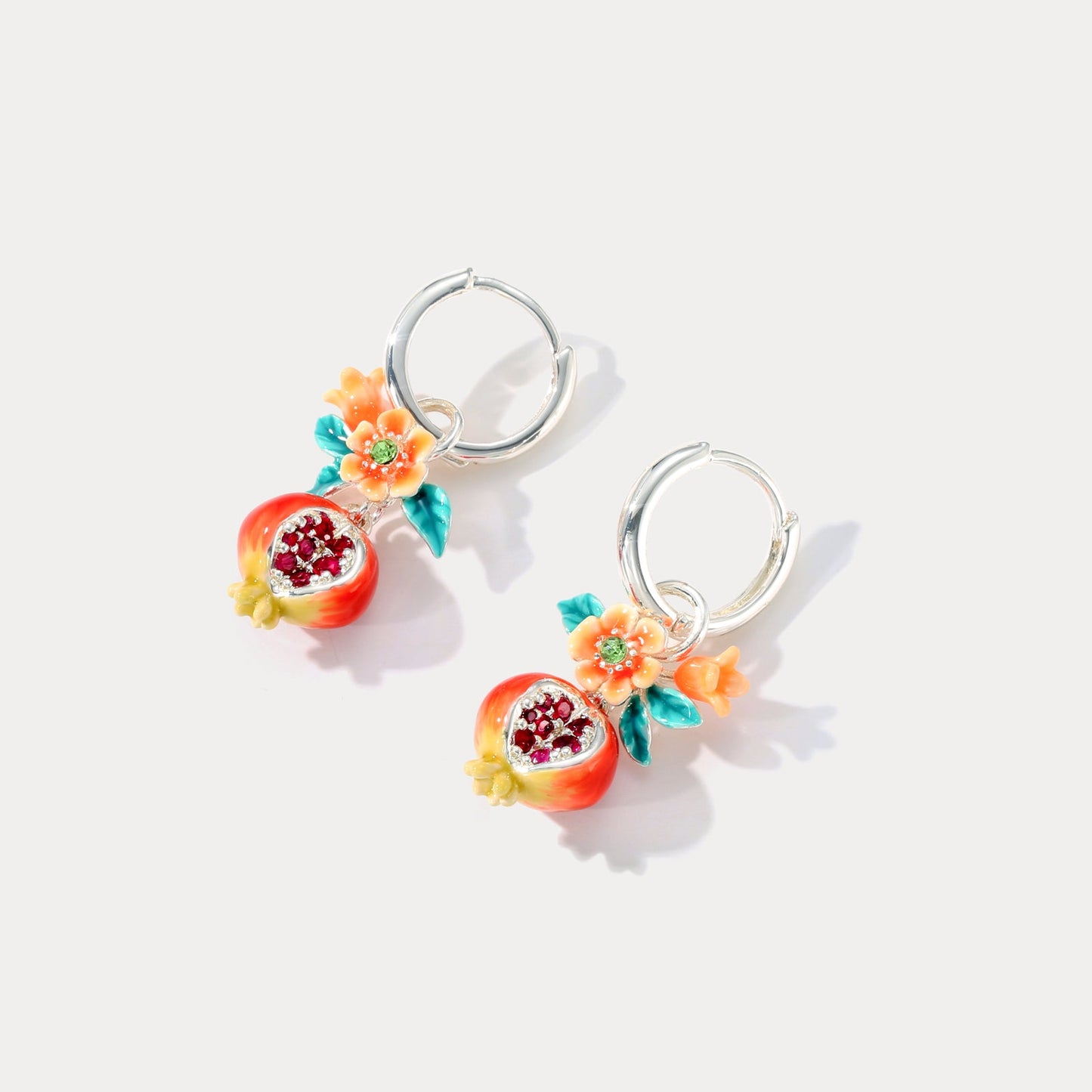 Sliver Pomegranate Flower Earrings
