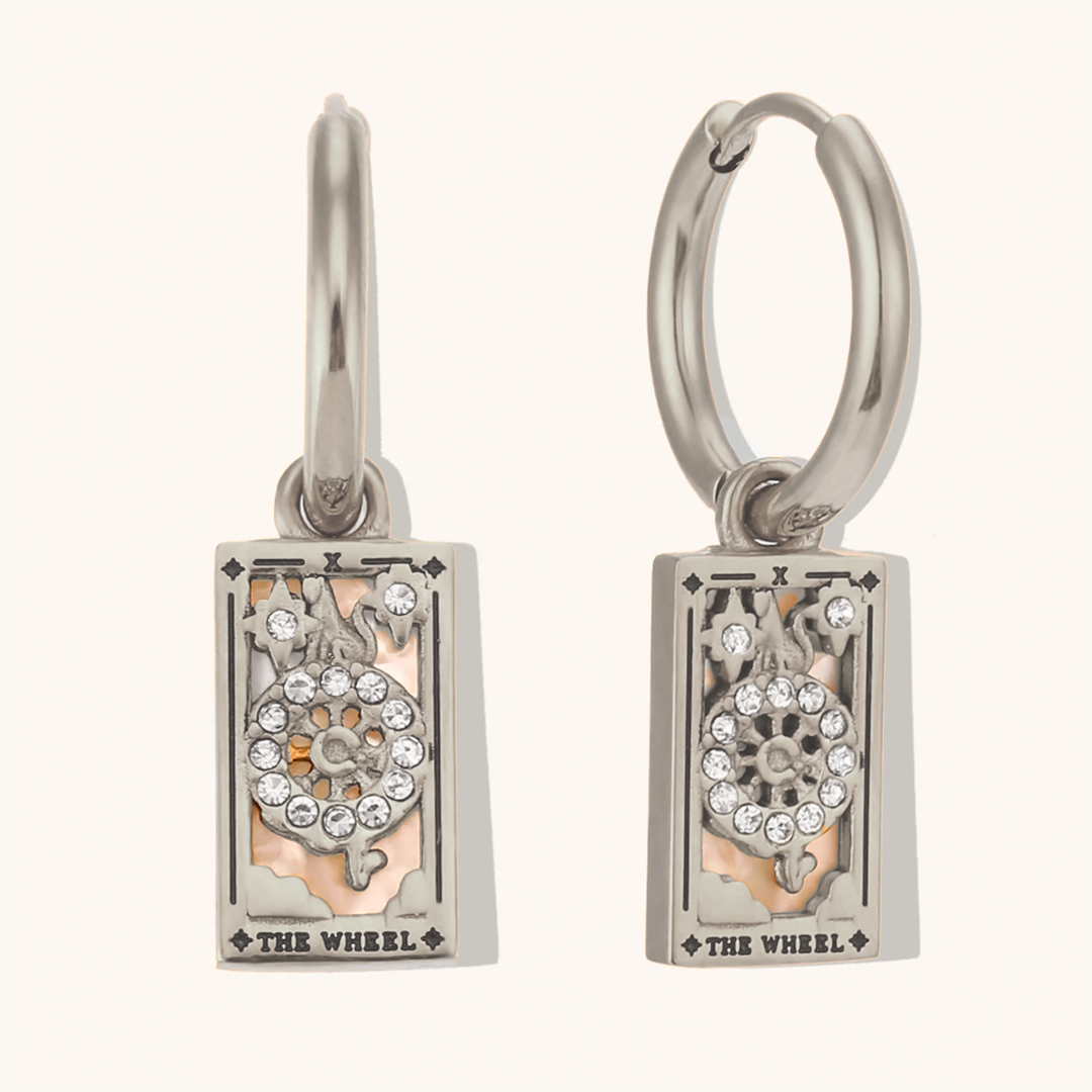 The Wheel - Tarot Card Gold | Silver Hoop Earrings