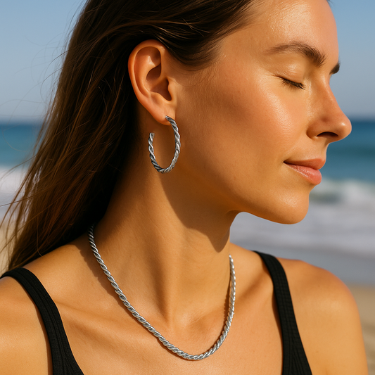 Twisted Hoop Earrings – Gold & Silver