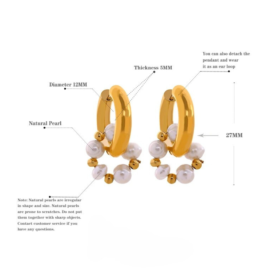 Pearl Crescents - 18k Hoop Earrings with Pearls