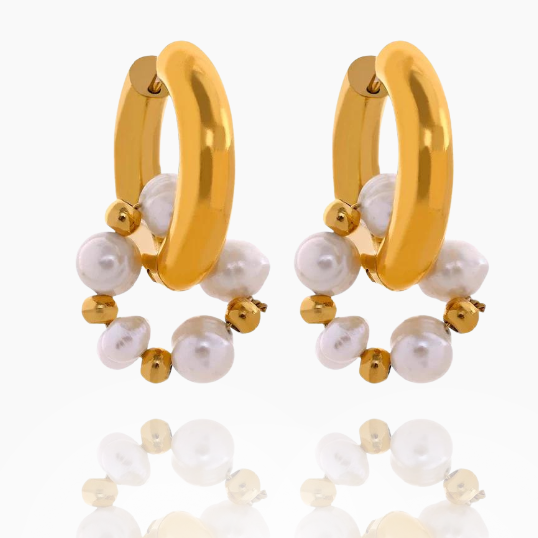 Pearl Crescents - 18k Hoop Earrings with Pearls