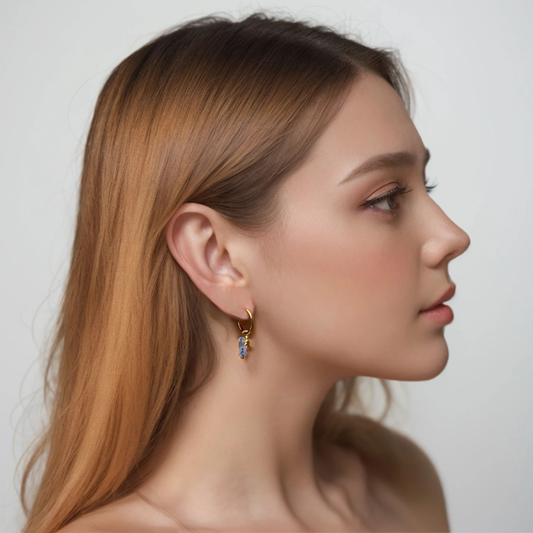 Wishing Star - Gemstone Gold Earrings