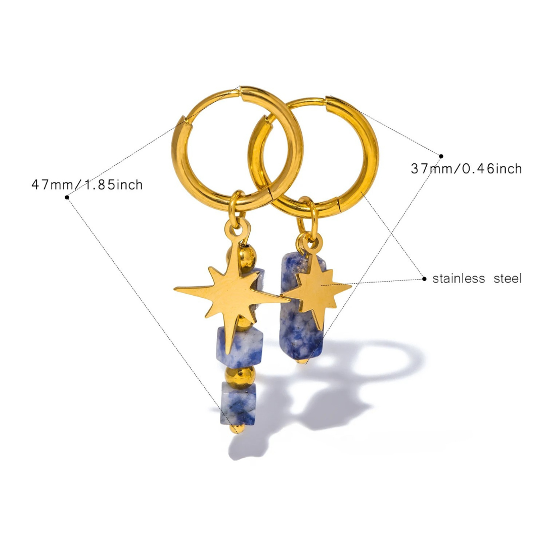 Wishing Star - Gemstone Gold Earrings