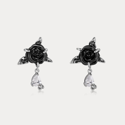 Black Rose Earrings
