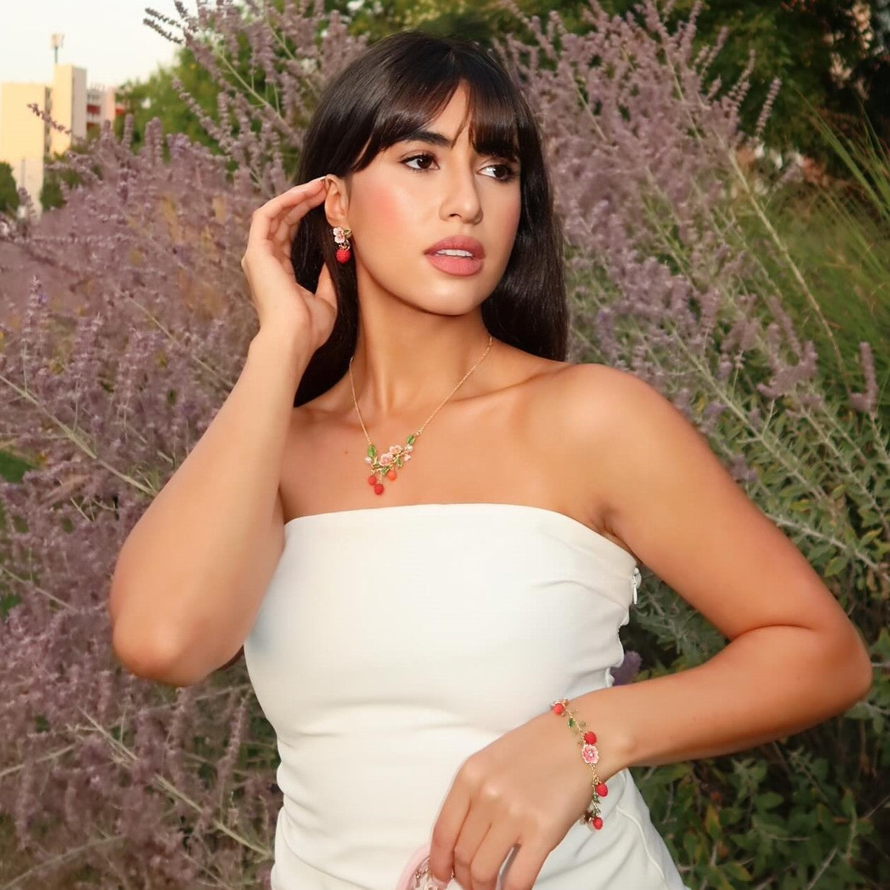 Raspberry Flower Necklace