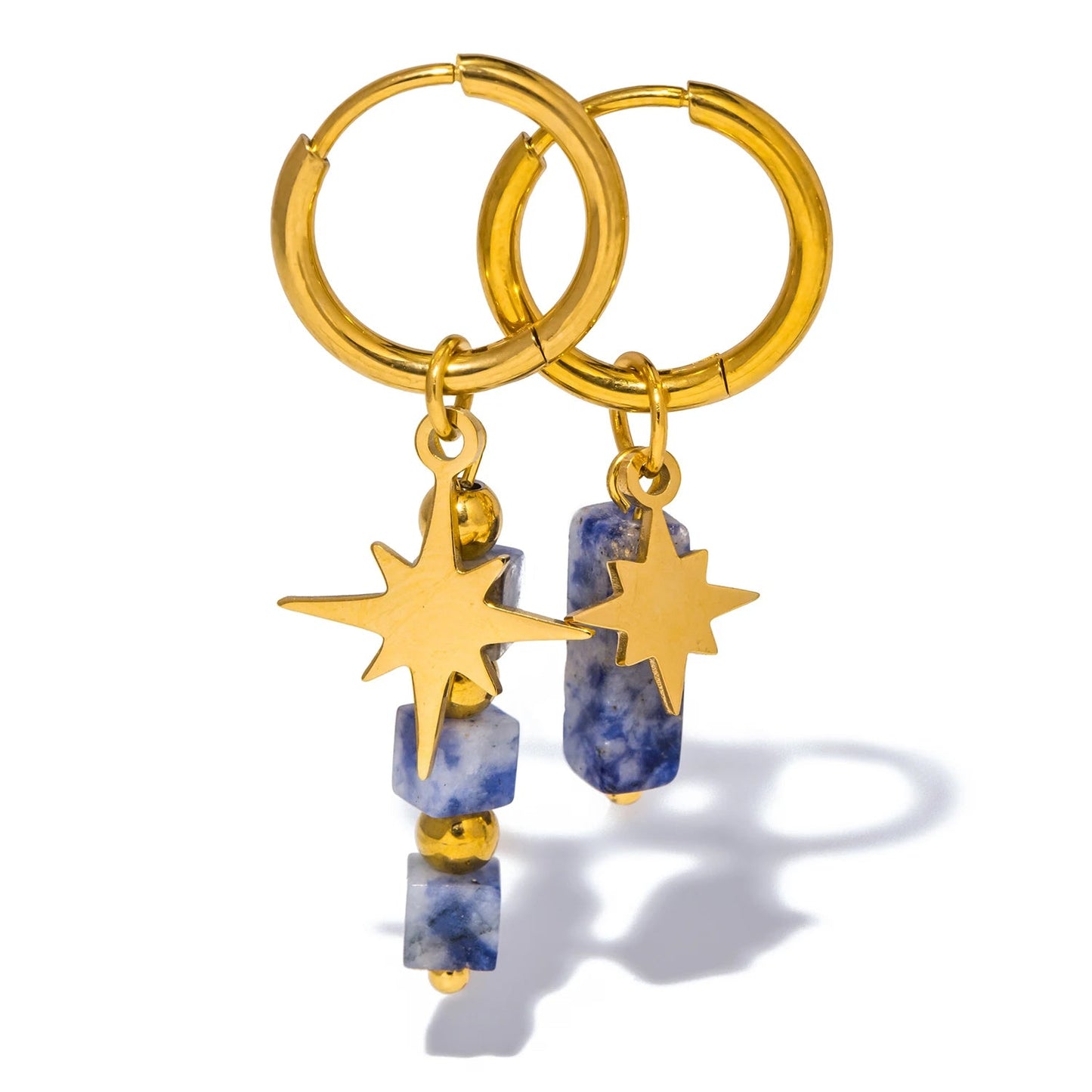 Wishing Star - Gemstone Gold Earrings