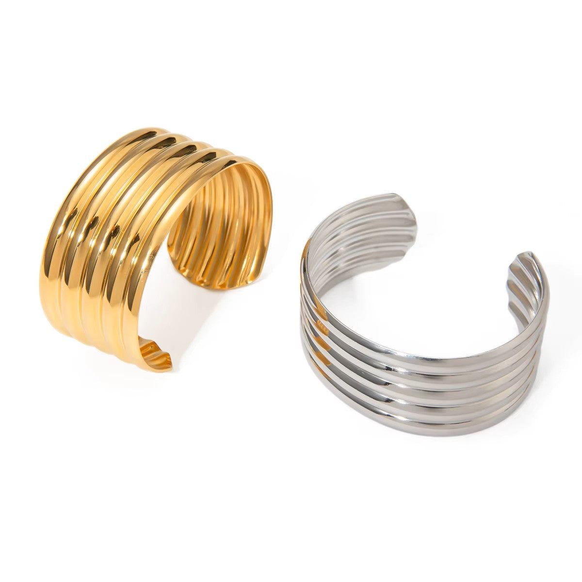 Strata Cuff Wide Bracelet Gold/Silver
