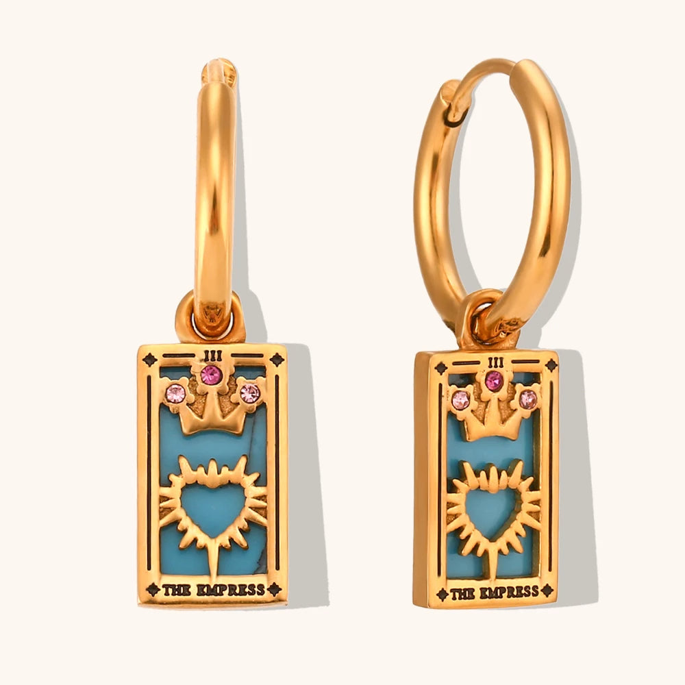 The Empress - Tarot Card Gold | Silver Hoop Earrings
