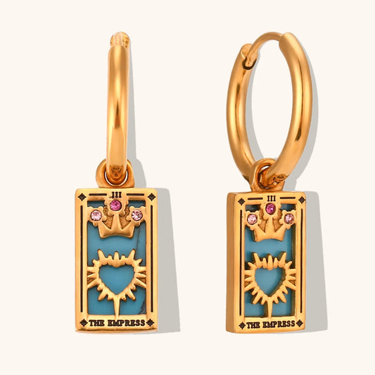 The Empress - Tarot Card Gold | Silver Hoop Earrings