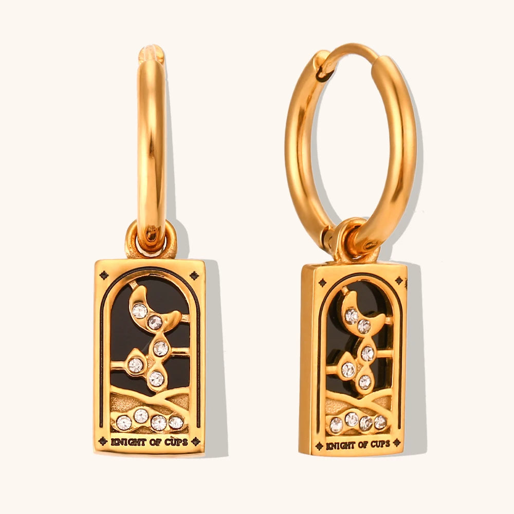 Knight of Cups - Tarot Card Gold | Silver Hoop Earrings