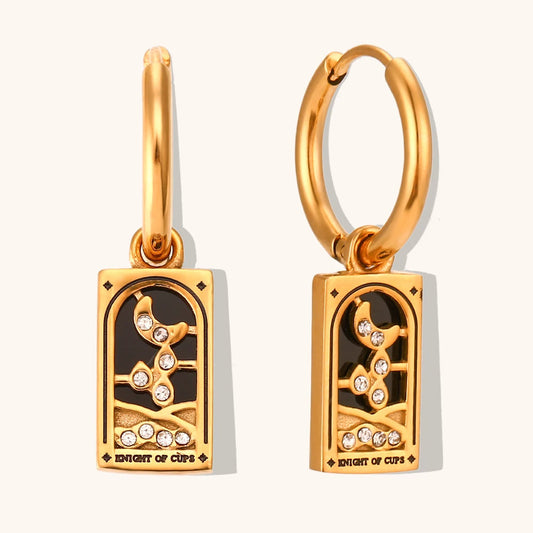 Knight of Cups - Tarot Card Gold | Silver Hoop Earrings