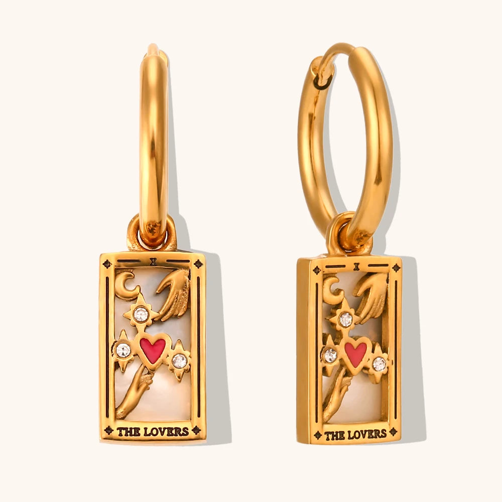 The Lovers - Tarot Card Gold | Silver Hoop Earrings
