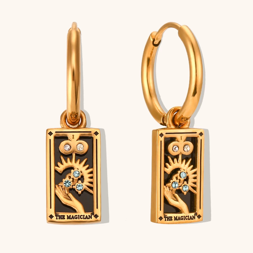 The Magician - Tarot Card Gold | Silver Hoop Earrings