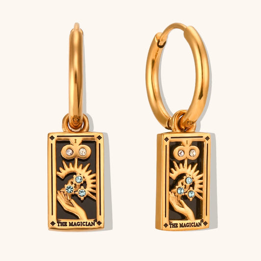 The Magician - Tarot Card Gold | Silver Hoop Earrings