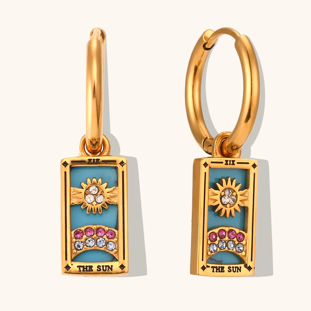 The Sun - Tarot Card Gold | Silver Hoop Earrings